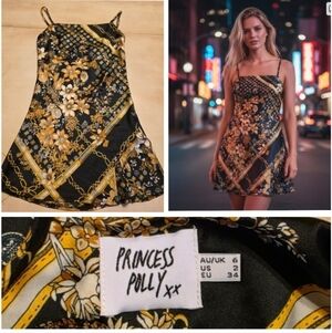 Princess Polly Satin Chain Print Slip Dress Size 2. Like New.